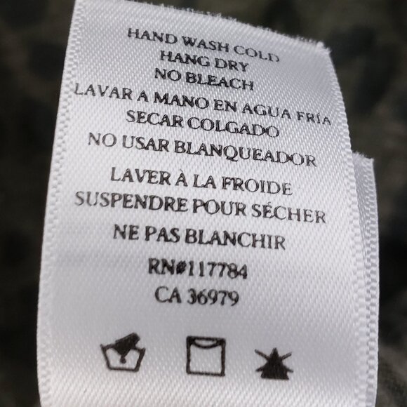 RAILS Sami Long Sleeve Top Linen Blend Cheetah Print Olive Green V-neck size S - Picture 10 of 12